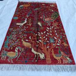 Handwoven Wool Chobi Rug 4.1 X 2.5 Ft, Afghan Persian Design - thumbnail 3