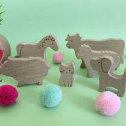 Wooden Farm Animals Set, Handmade Waldorf Open Ended Play, Eco Friendly Toddler Toy, Natural Wood Toy Figures, Montessori Animal Set - thumbnail 2