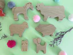 Wooden Farm Animals Set, Handmade Waldorf Open Ended Play, Eco Friendly Toddler Toy, Natural Wood Toy Figures, Montessori Animal Set - thumbnail 1