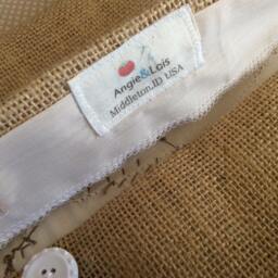 Burlap Lumbar Pillow Cover White Felt Flower Appliqu??, Sewn Leaves - thumbnail 4