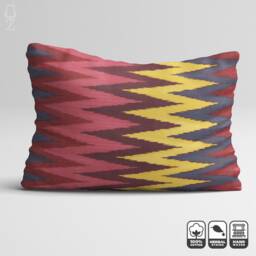 "100% Cotton Cushion Cover From Colourful Zig Zag Pattern Ikat Handwoven Fabrics, 16""x24" - thumbnail 2