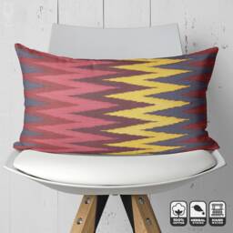 "100% Cotton Cushion Cover From Colourful Zig Zag Pattern Ikat Handwoven Fabrics, 16""x24" - thumbnail 1