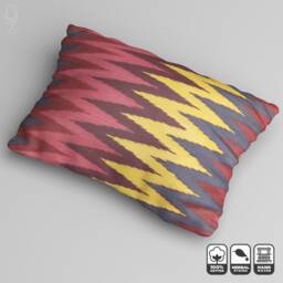 "100% Cotton Cushion Cover From Colourful Zig Zag Pattern Ikat Handwoven Fabrics, 16""x24" - thumbnail 3