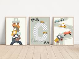 Car & Transport Set Of Prints, Perfect For A Playroom, Nursery Or Bedroom - Prints Only - thumbnail 1