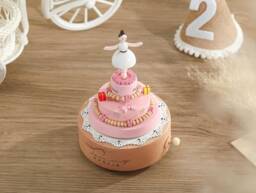 Personalized Ballet Girl Cake Music Box, Handmade Wooden Birthday Gift - thumbnail 1