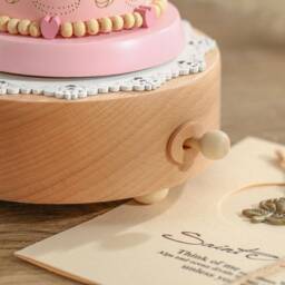 Personalized Ballet Girl Cake Music Box, Handmade Wooden Birthday Gift - thumbnail 4