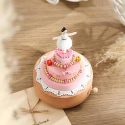 Personalized Ballet Girl Cake Music Box, Handmade Wooden Birthday Gift - thumbnail 2