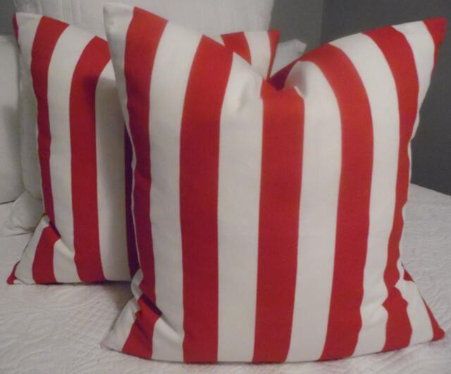 Valetines Day.pillow Cover.cabana Stripe Red.white.stripe.holiday Decor.beach Decor.poolside Decor.slip Covers.deck Decor.patio - image 1