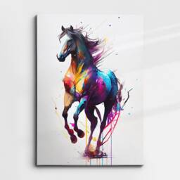 Colorful Horse Animal Abstract Oil Painting Splatter Style Wall Art, Framed Canvas Poster Print, Home Kitchen Office Room Decor, Gifts - thumbnail 3