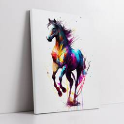 Colorful Horse Animal Abstract Oil Painting Splatter Style Wall Art, Framed Canvas Poster Print, Home Kitchen Office Room Decor, Gifts - thumbnail 2