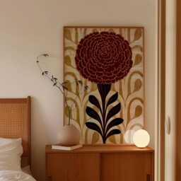 Burgundy Marigold Poster, Vintage Botanical Paper Wall Art - thumbnail 2