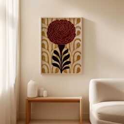 Burgundy Marigold Poster, Vintage Botanical Paper Wall Art - thumbnail 3
