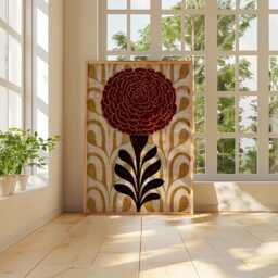 Burgundy Marigold Poster, Vintage Botanical Paper Wall Art - thumbnail 4