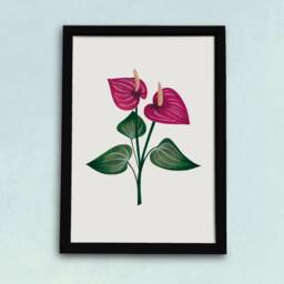Tropical Flamingo Flower Art Print - Anthurium Houseplant Poster Pink Floral Watercolour Illustration Gift For Gardeners A5, A4 Or A3 - thumbnail 2