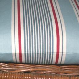 Blue White & Red Stripes Cushion Cover - Coastal Decor/Seaside Nautical Sail Stripe On Both Sides Reversible Pillow - thumbnail 2