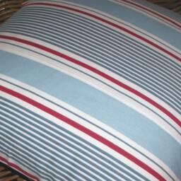Blue White & Red Stripes Cushion Cover - Coastal Decor/Seaside Nautical Sail Stripe On Both Sides Reversible Pillow - thumbnail 4