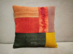 Patchwork Kilim Pillow 16 X16 Inches Multicolor Kilim Pillow Perde Cushion Handmade Wool