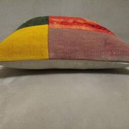 Patchwork Kilim Pillow 16 X16 Inches Multicolor Kilim Pillow Perde Cushion Handmade Wool - thumbnail 3
