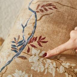 Retro Floral Bird Embroidered Pillow Cover With Tassels, Granular Fabric - thumbnail 3