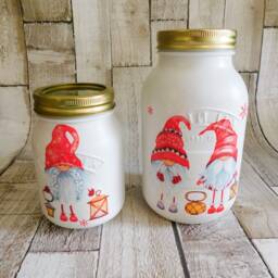 Painted Gnome Kilner Jar Christmas Table Centerpiece Vase - thumbnail 2