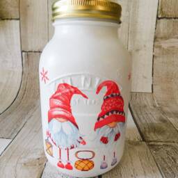 Painted Gnome Kilner Jar Christmas Table Centerpiece Vase - thumbnail 3
