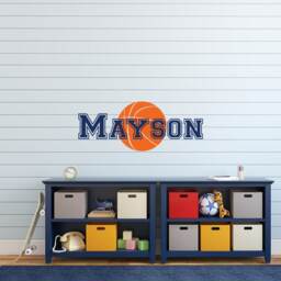 Personalized Basketball Name Wall Decal Sports Nursery Decor Ww137 - thumbnail 1