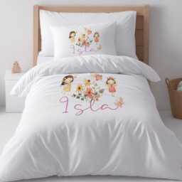 Personalised Flower Fairy Microfibre Duvet Cover Set Pink Girls Bedding With Optional Cushion - thumbnail 2