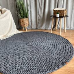 Handmade Crochet Round Rug Braided Cotton Floor Carpet - thumbnail 3