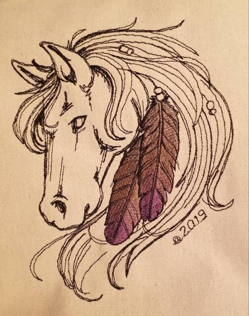 14 Inch Pillow Cover Of Horse With Feathers