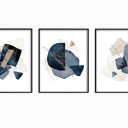 Blue Abstract Art Print Modern Living Room Wall Decor - thumbnail 3