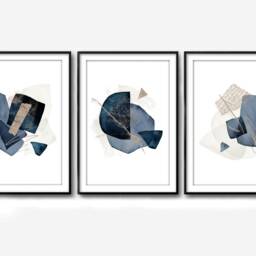 Blue Abstract Art Print Modern Living Room Wall Decor - thumbnail 2
