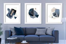 Blue Abstract Art Print Modern Living Room Wall Decor - thumbnail 1