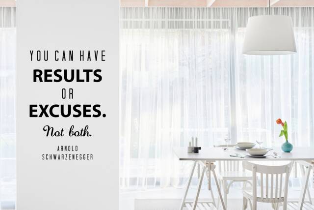 Results Or Excuses Wall Decal - Discipline Mindset Quote For Gym Office - image 1