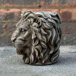 Massive Lion Head Planter Pot Cement Face Flower Stone Sculpture Garden Decor Outdoor Plant Holder Majestic Art - thumbnail 3