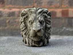 Massive Lion Head Planter Pot Cement Face Flower Stone Sculpture Garden Decor Outdoor Plant Holder Majestic Art - thumbnail 1