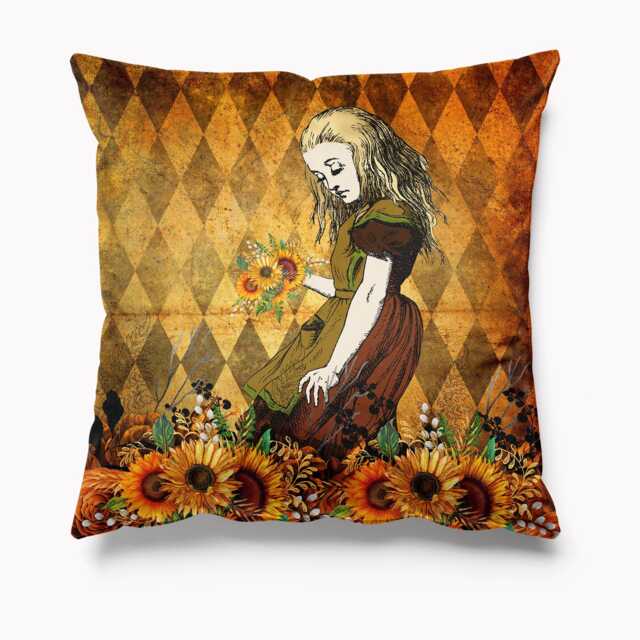 Outdoor Garden Cushion - Alice in Wonderland Sunflowers Autumn Waterproof Water Resistant Cushions Pillows 18 - image 1