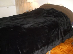 "Brand New Black Sheared Beaver Fur Blanket Bed Cover Throw Size 100""x100" - thumbnail 1