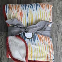 "Tiger Stripe Baby Blanket Plush Minky, Cotton Flannel, 35""x35" - thumbnail 2