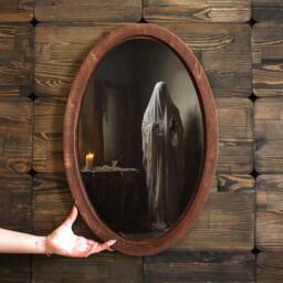 Ghost in Abandoned House Wooden Wall Plaque - Gothic Home Decor - thumbnail 3