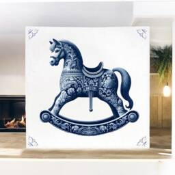 Rocking Horse, Tile, Delft Blue, Kitchen Bathroom Wall Art, Blue Ceramic, Backsplash, Nursery, Horses, Tiles - thumbnail 2