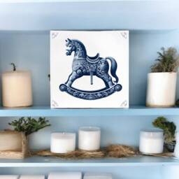 Rocking Horse, Tile, Delft Blue, Kitchen Bathroom Wall Art, Blue Ceramic, Backsplash, Nursery, Horses, Tiles - thumbnail 3