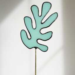 Matisse Inspired Stained Glass Sculpture Modern Abstract Table Art - thumbnail 4