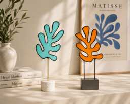 Matisse Inspired Stained Glass Sculpture Modern Abstract Table Art