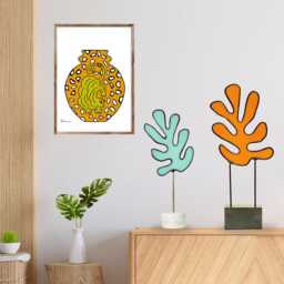 Matisse Inspired Stained Glass Sculpture Modern Abstract Table Art - thumbnail 3