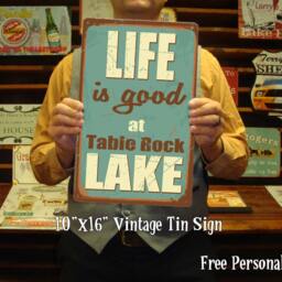 Custom Lake House Sign Vintage Style Tin Cabin Decor - thumbnail 3
