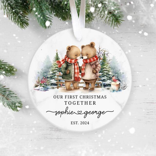 Personalised First Christmas Together Ornament, 1st Together, Ceramic Decoration, New Couple Gift, Keepsake Bauble - image 1