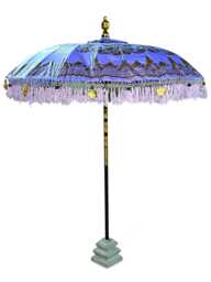 Bali Sun Parasol Lilac & Gold 2M, Hand-Made Balinese Garden With Screw Pole Joint