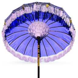Bali Sun Parasol Lilac & Gold 2M, Hand-Made Balinese Garden With Screw Pole Joint - thumbnail 2