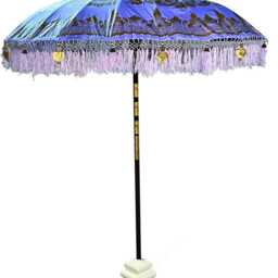 Bali Sun Parasol Lilac & Gold 2M, Hand-Made Balinese Garden With Screw Pole Joint - thumbnail 4