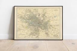 Old Map Of Glasgow, Scotland 1912 - Vintage Poster Wall Art Print Alexander Park Necroplois River Clyde Plan Glasgow
